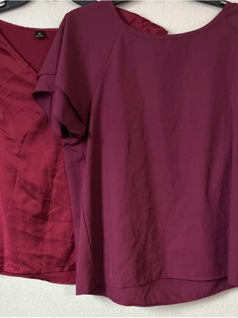 Women's 2 Short Sleeve Blouse in Burgundy & Deep Berry